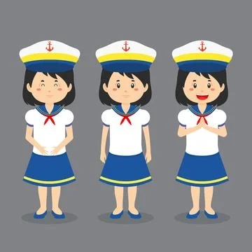 Sailor Character with Various Expression Stock Illustration