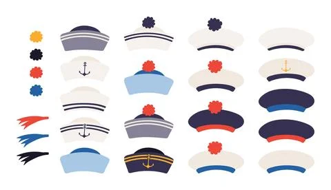 Sailor hat, cap isolated set Stock Illustration