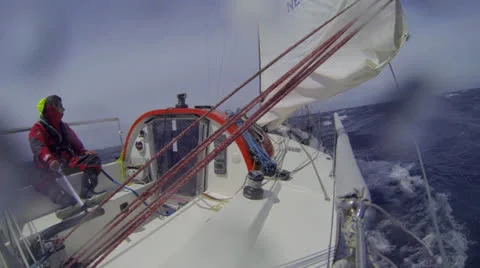 Sailor at the helm Stock Footage 25418371