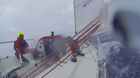 Sailor at the helm Stock Footage 25418819