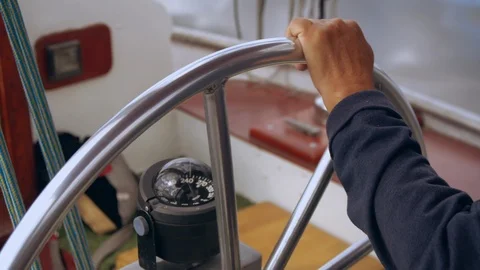 Sailor is at the helm Stock Footage 92044143