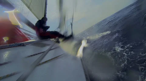 Sailor hoisting courtesy flag Stock Footage 25416149