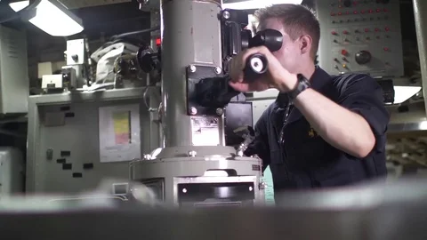 Sailor makes observation via the periscope of SSBN 742 Submarine - 2017 Stock-Footage 85030227