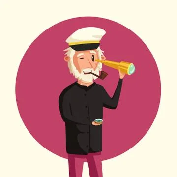Sailor man character. Vector cartoon illustration Stock Illustration
