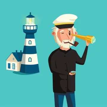Sailor man character. Vector cartoon illustration Stock Illustration