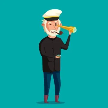 Sailor man character. Vector cartoon illustration Stock Illustration