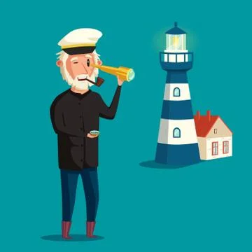 Sailor man character. Vector cartoon illustration 스톡 일러스트