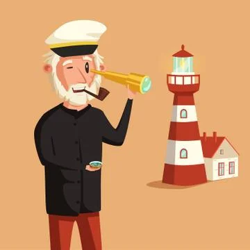 Sailor man character. Vector cartoon illustration Stock Illustration