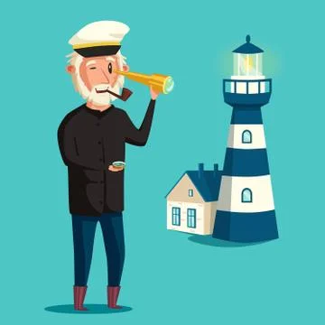 Sailor man character. Vector cartoon illustration Stock Illustration