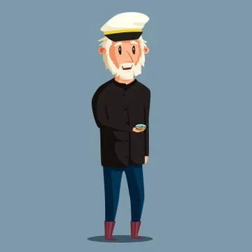 Sailor man character. Vector cartoon illustration Stock Illustration