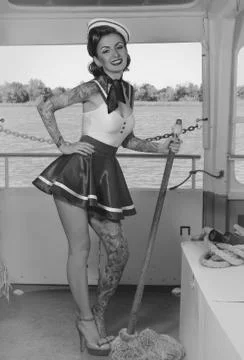 Sailor with a mop Stock Photos