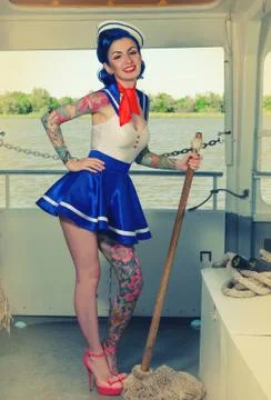 Sailor with a mop Stock Photos