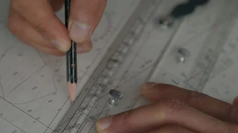 Sailor Navigating With Map Stock Footage 64256610