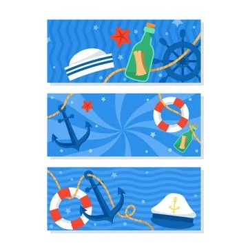 Sailor Ocean Theme Banner Stock Illustration