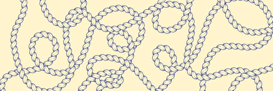 Sailor rope loop pattern. Twisted braided cord loops. Nautical vector bg. Stock Illustration