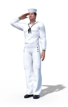 Sailor Saluting in Navy Uniform Stock Illustration