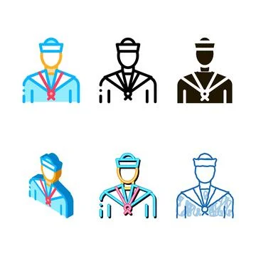 Sailor silhouette icon vector types outline Stock Illustration