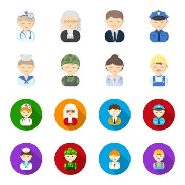Sailor, soldier, scientist, builder.Profession set collection icons in cartoon Illustrazione stock