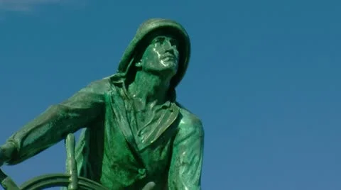 Sailor Statue against Bright Blue Sky Stock Footage 10852145