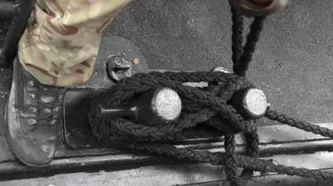 A sailor ties a rope and makes a knot 스톡 동영상 58507652