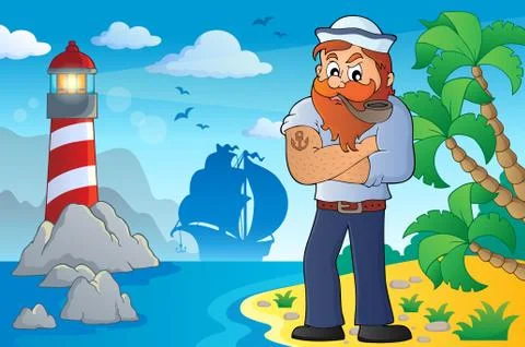 Sailor topic image Illustrazione stock