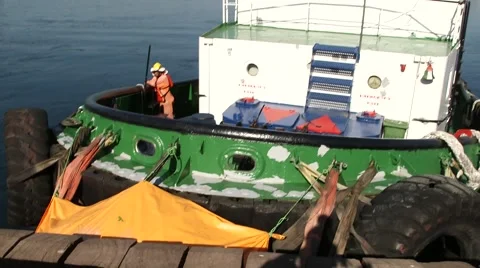 Sailor Of Tugboat On The Deck Stock Footage 63988401