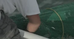 Fishing net in the ocean to catch shrimp, Stock Video