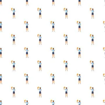 Sailor woman uniform pattern with ship bell Stock Illustration