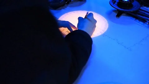 Sailor working on navigation chart aboard USS Mount Whitney 動画素材 110843534