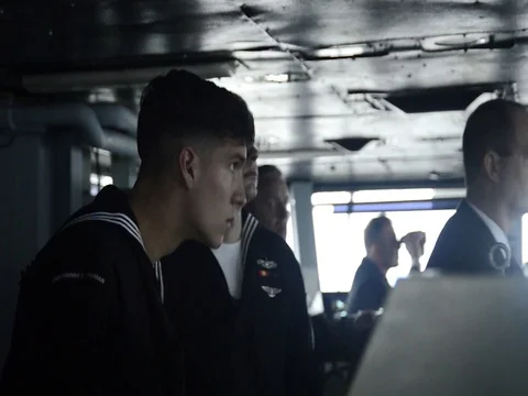Sailors aboard USS Harry S. Truman during return to Norfolk Naval Station - 2018 Stock Footage 106044965