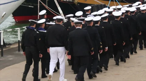 Sailors go to the ship Stock Footage 67806288