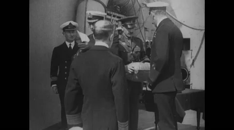 Sailors receiving insignia Stock Footage 43335540