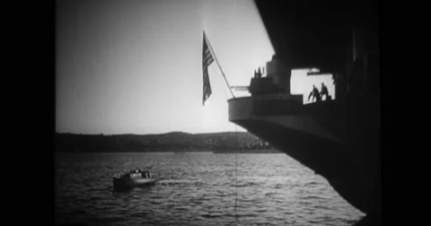 Sailors sailing on U.S warship Stock Footage 43489094