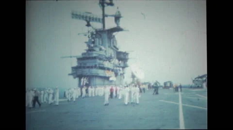 Sailors walking on the flight deck of USS Wasp Stock Footage 37596407