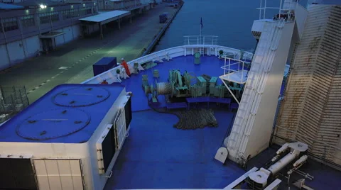 Sailors On Work Deck Of Ferry Ship At Seaport Shimonoseki Japan Stock Footage 51448237