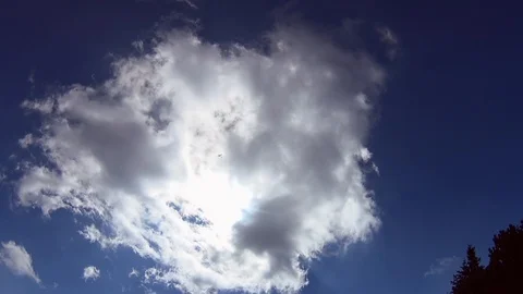 Sailplane Flying Through Cloud Seen From Ground Stock Footage 97150905