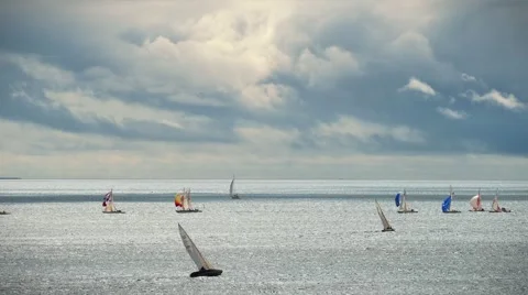 Sailracing with dramatic clouds 動画素材 67674199