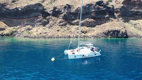 Sails and Sunsets: Catamaran Drone Escapade Stock Footage 253780052