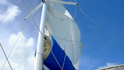 Sails on the catamaran in indian ocean Video stock 170066743