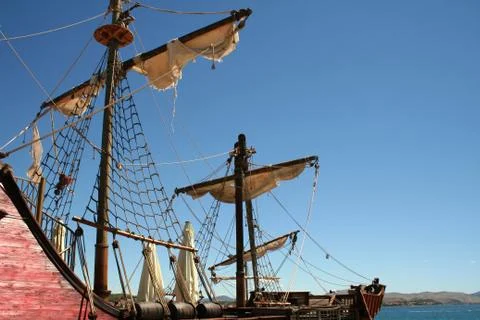 Sails of a pirate ship Stock Photos