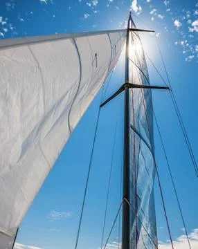 Sails of a sailing boat Stock Photos