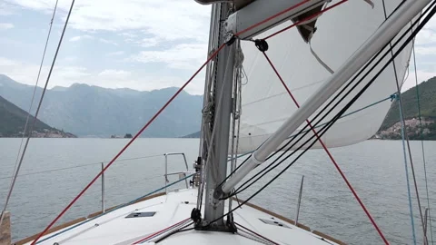 Sails of the sailing yacht in the wind Stock Footage 102162415