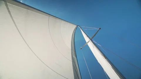 Sails of a sailing yacht in the wind Stock Footage 128396323