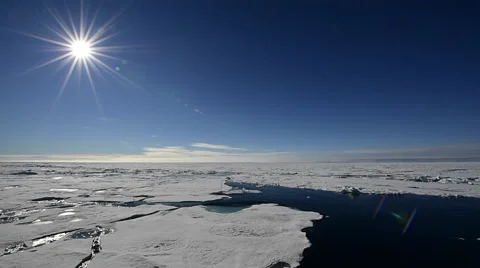 Sails through the sea ice in the Arctic Stock Footage 68358605