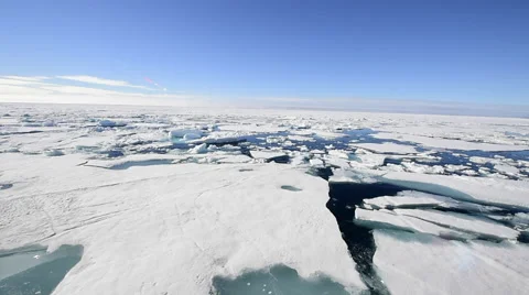 Sails through the sea ice in the Arctic Stock Footage 68365321