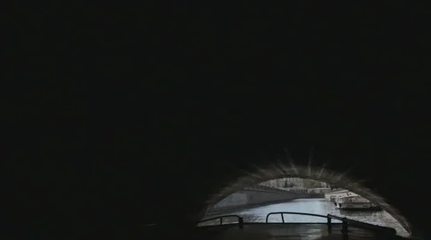 Sails under the bridge on the boat Stock Footage 64270362
