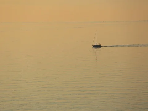 Sailship at sunset Stock Footage 73619467