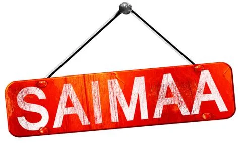 Saimaa, 3D rendering, a red hanging sign Stock Illustration