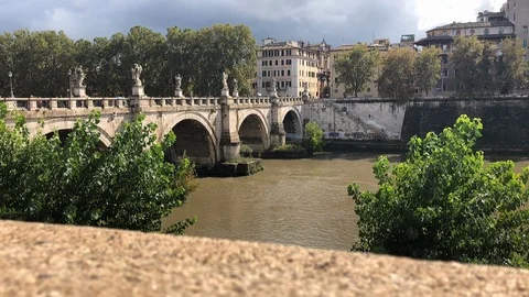 Saint Angel Bridge, Rome Stock Footage 100537993