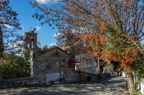 Saint Athanasios church in old historical village of Ampelakia, Larissa, Gree Stock Photos